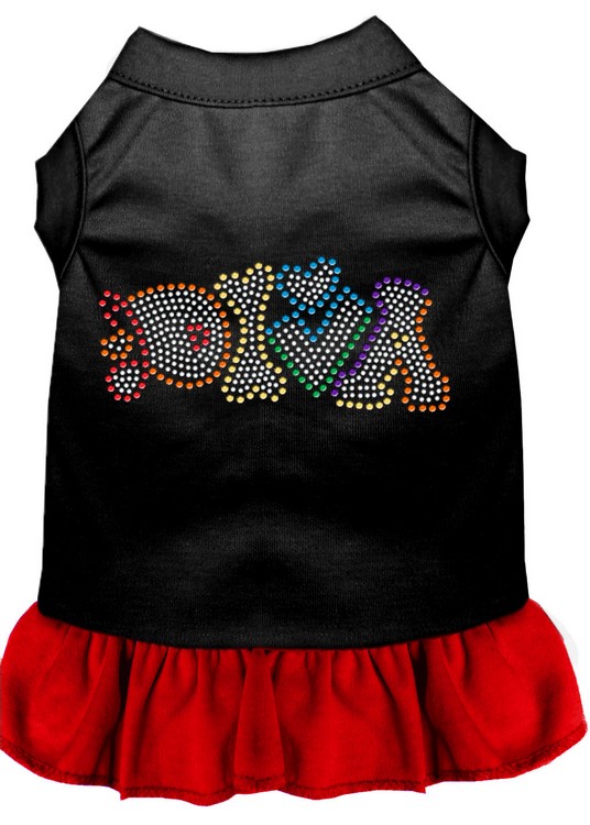 Technicolor Diva Rhinestone Pet Dress Black with Red Med